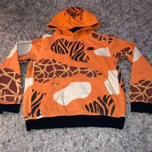 Nike Orange Black Safari Animal Zoo Print Hoodie youth large hooded hoodie